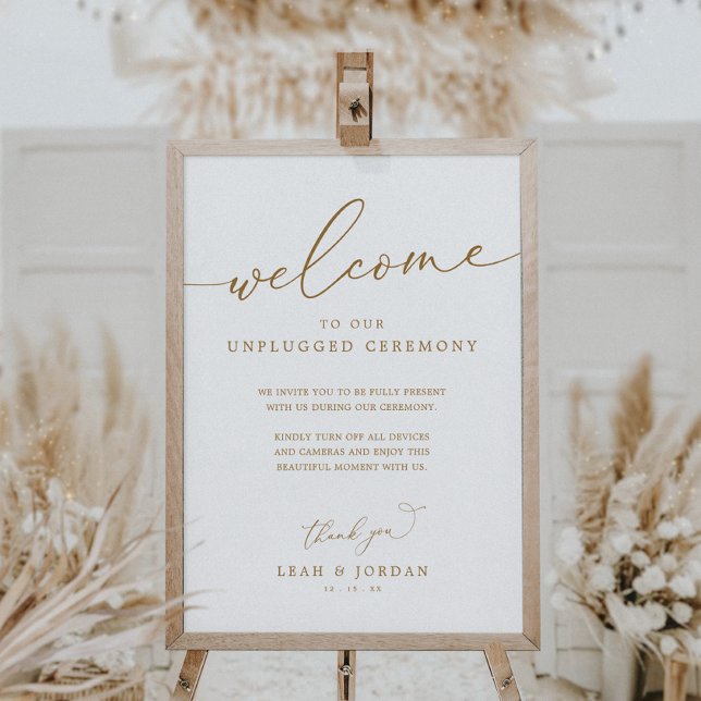 Gold Rustic Unplugged Wedding Ceremony Sign (Creator Uploaded)