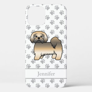 Gold Sable Lhasa Apso Cartoon Dog & Name iPhone 12 Case