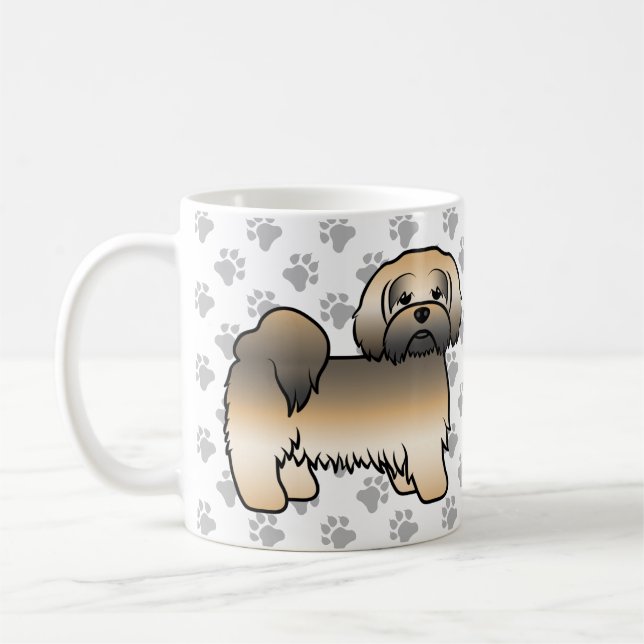 Gold Sable Lhasa Apso Cute Cartoon Dog Coffee Mug (Left)