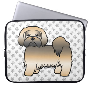 Gold Sable Lhasa Apso Cute Cartoon Dog Laptop Sleeve