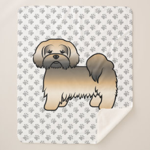 Gold Sable Lhasa Apso Cute Cartoon Dog Sherpa Blanket