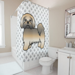 Gold Sable Lhasa Apso Cute Cartoon Dog Shower Curtain