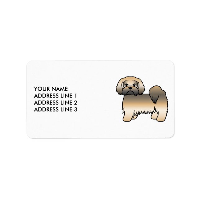 Gold Sable Lhasa Apso Cute Dog & Custom Text Label (Front)