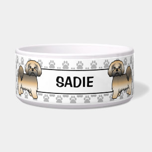 Gold Sable Lhasa Apso Dog With Paws & Name