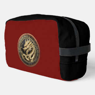 Gold Sacred Eastern Dragon Medallion Dopp Kit