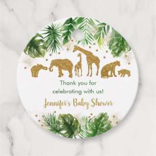 Gold Safari Animal Baby Shower Favour Tags