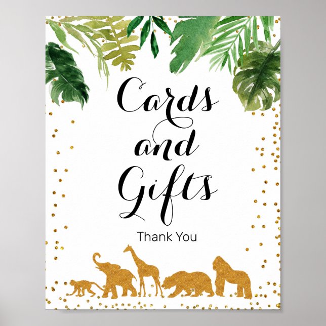 Gold safari animal Watercolor Cards and Gifts Sign (Front)