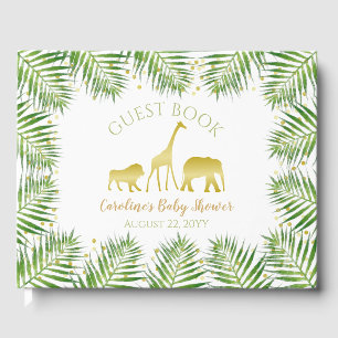 Gold Safari Animals Baby Shower Guest Book