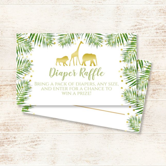 Gold Safari Baby Shower Diaper Raffle Ticket (Creator Uploaded)