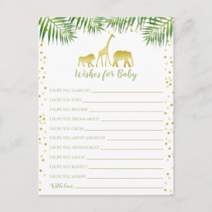 Gold Safari Baby Shower Wishes for Baby Postcard