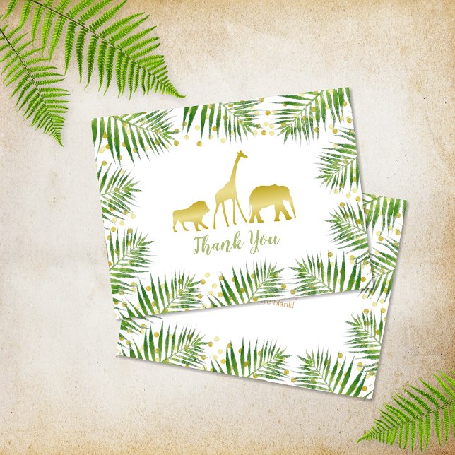 Gold Safari Jungle Baby Shower Thank You Card (Creator Uploaded)