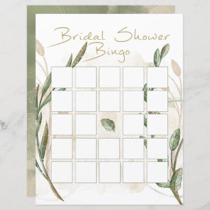 Gold Sage Green Floral Bridal Shower Bingo