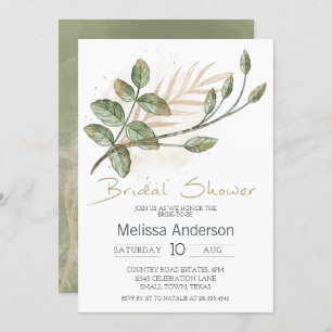 Gold Sage Green Floral Elegant Bridal Shower