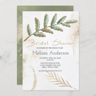 Gold Sage Green Floral Elegant Bridal Shower