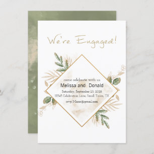 Gold Sage Green Floral Elegant Engagement