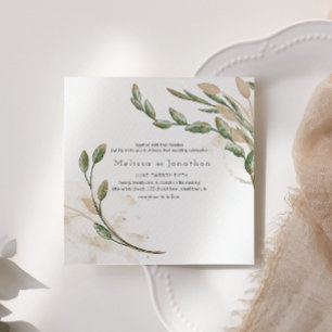 Gold Sage Green Floral Elegant Wedding Invitation
