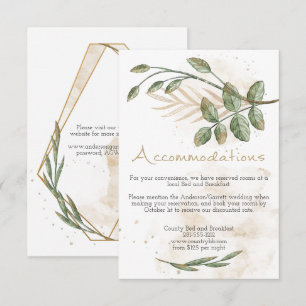 Gold Sage Green Floral Wedding Enclosure Card