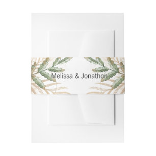 Gold Sage Green Floral Wedding Invitation Belly Band