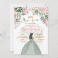 Gold Sage Green & Pink Floral Princess Mis Quince