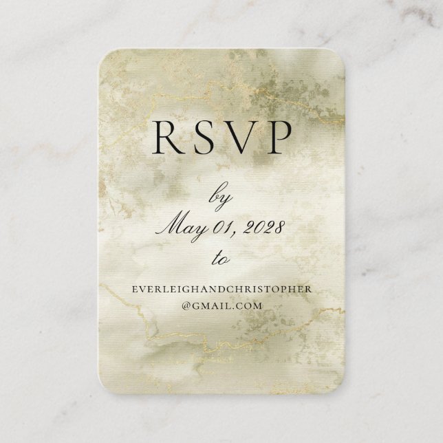 Gold & Sage Watercolor Online RSVP Card (Front)