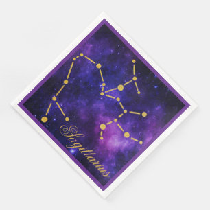 Gold Sagittarius Constellation on Dark Galaxy   Napkin