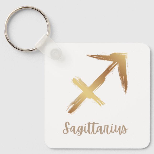 Gold Sagittarius Symbol sold rext Key Ring (Front)