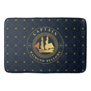 Gold Sail Ship Bath Mat
