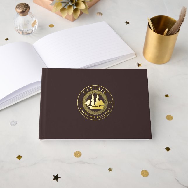Gold Sail Ship Guest Book (Front Open)
