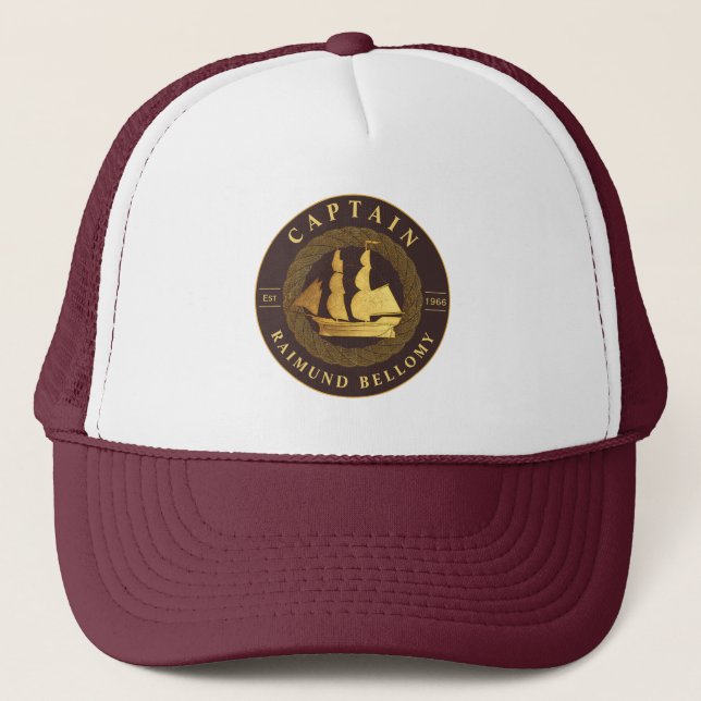 Gold Sail Ship Trucker Hat (Front)