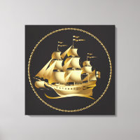 Gold Sailboat Nautical