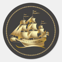 Gold Sailboat Nautical