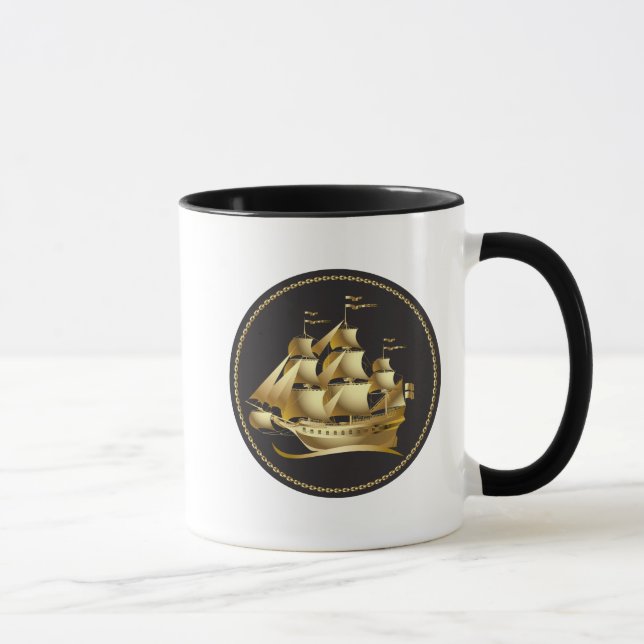 Gold Sailboat Nautical Mug (Right)