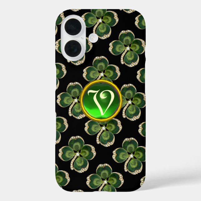 Gold Saint Patrick Shamrock Jewel with Pearls Case-Mate iPhone Case (Back)