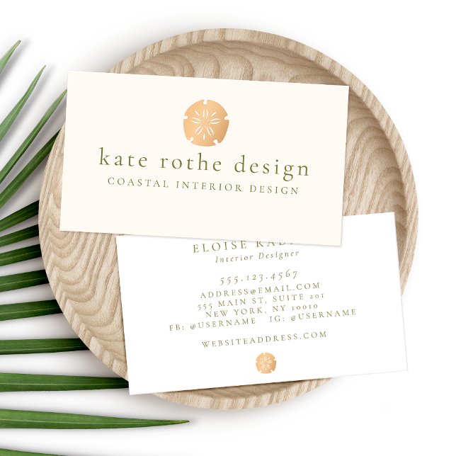 Gold Sand Dollar Coastal Theme Business Card (Creator Uploaded)