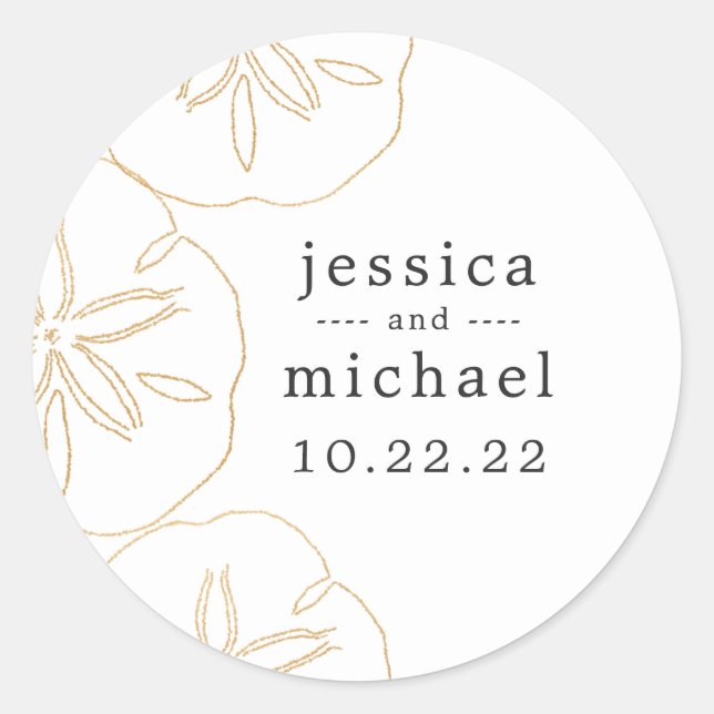 Gold Sand Dollar sea shell wedding envelope seal (Front)