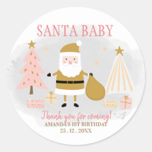 Gold Santa Claus Christmas Birthday Party Favour Classic Round Sticker