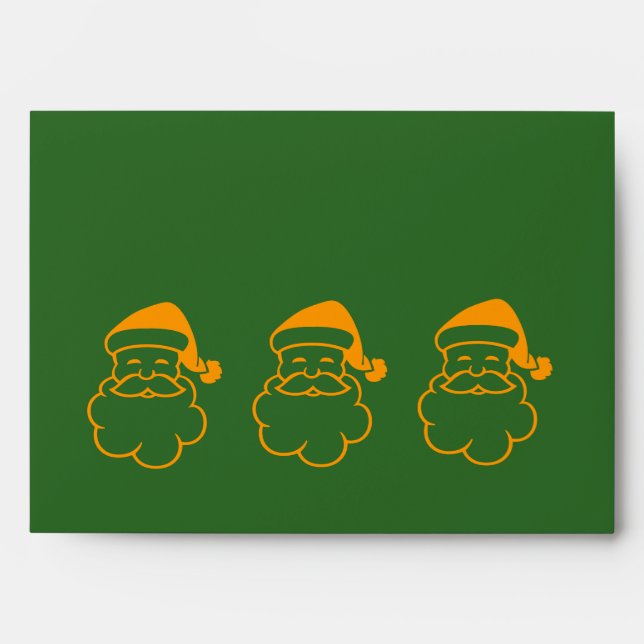 gold santa graphic design green christmas envelope (Front)