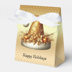 Gold Santa Hat Christmas Holiday Gift Box