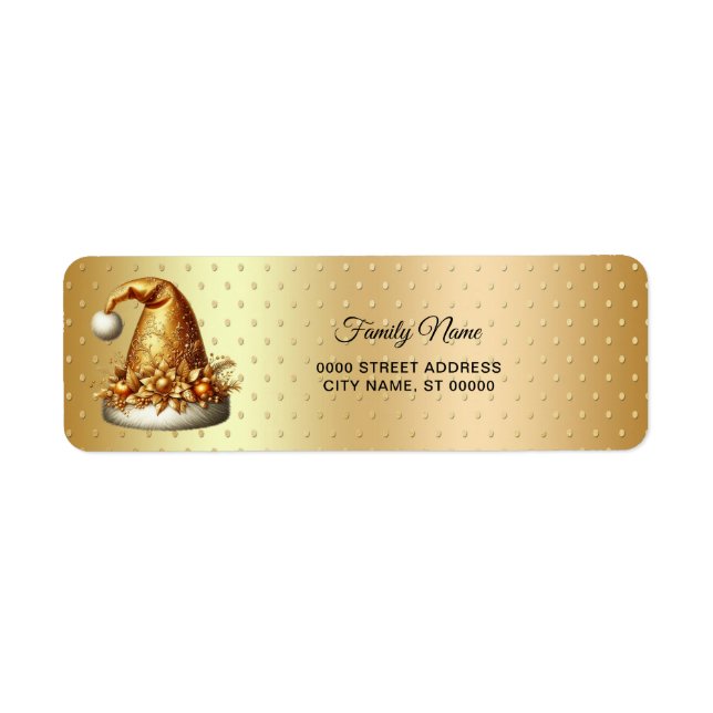 Gold Santa Hat Christmas Return Address Label (Front)