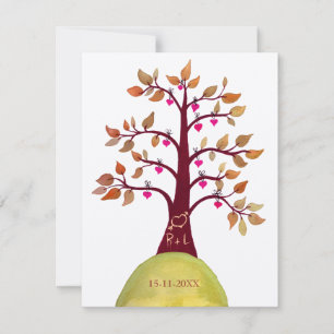 Gold Save the Date Fall Autumn Wedding Tree Invite