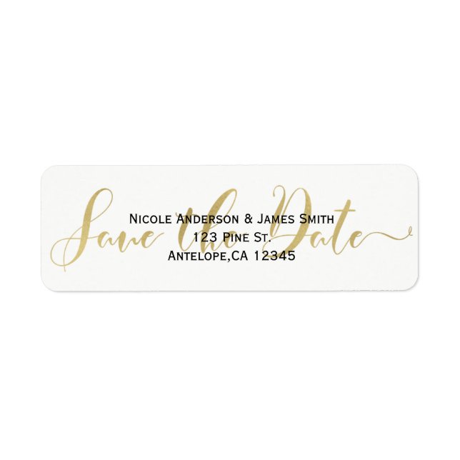 Gold Save the Date Script Wedding Invitation (Front)