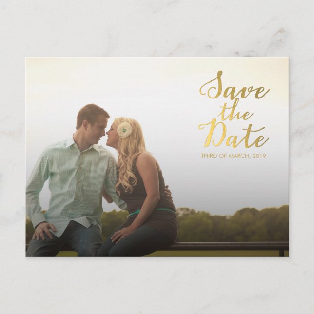 Gold Save the Date Typography Announcement (Front)