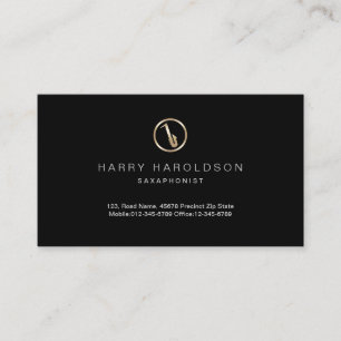 Gold Saxaphone Icon Saxaphonist Business Card