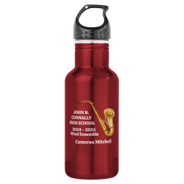 Gold Saxophone Player Personalised Band 532 Ml Water Bottle (Front)