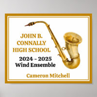 Gold Saxophone Player Personalised Band