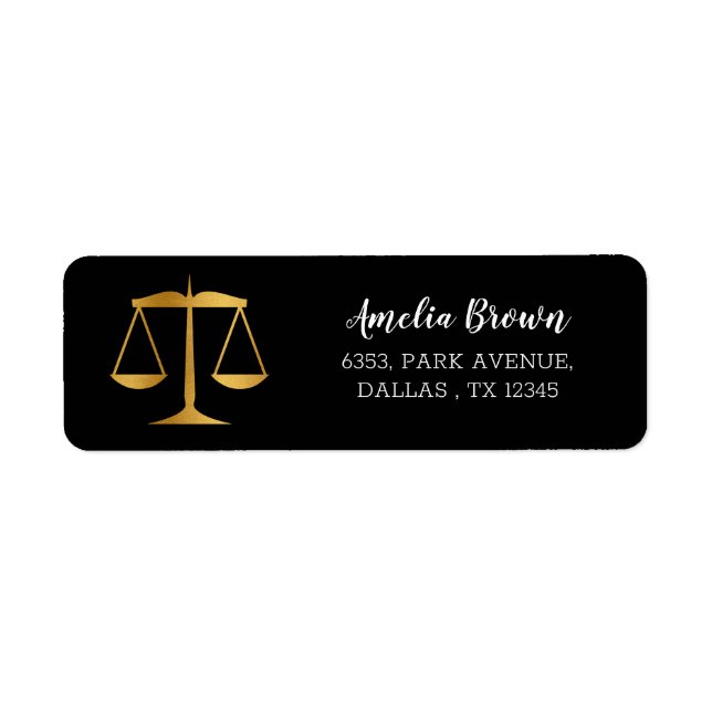 Gold Scales Law Graduate Return Address label (Front)