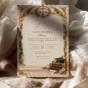 Gold Scales of Justice Law School Graduation Invitation