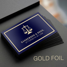 Gold scales of justice navy blue attorney at law