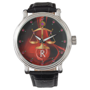 GOLD SCALES OF LAW, ATTORNEY,Justice Red Black Watch