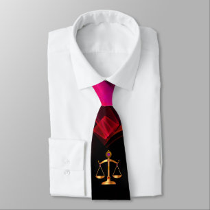 GOLD SCALES OF LAW GEMSTONES Justice Symbol Red  Tie